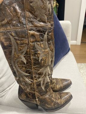 Dan Post Brown Distressed Embroidered Western Boots